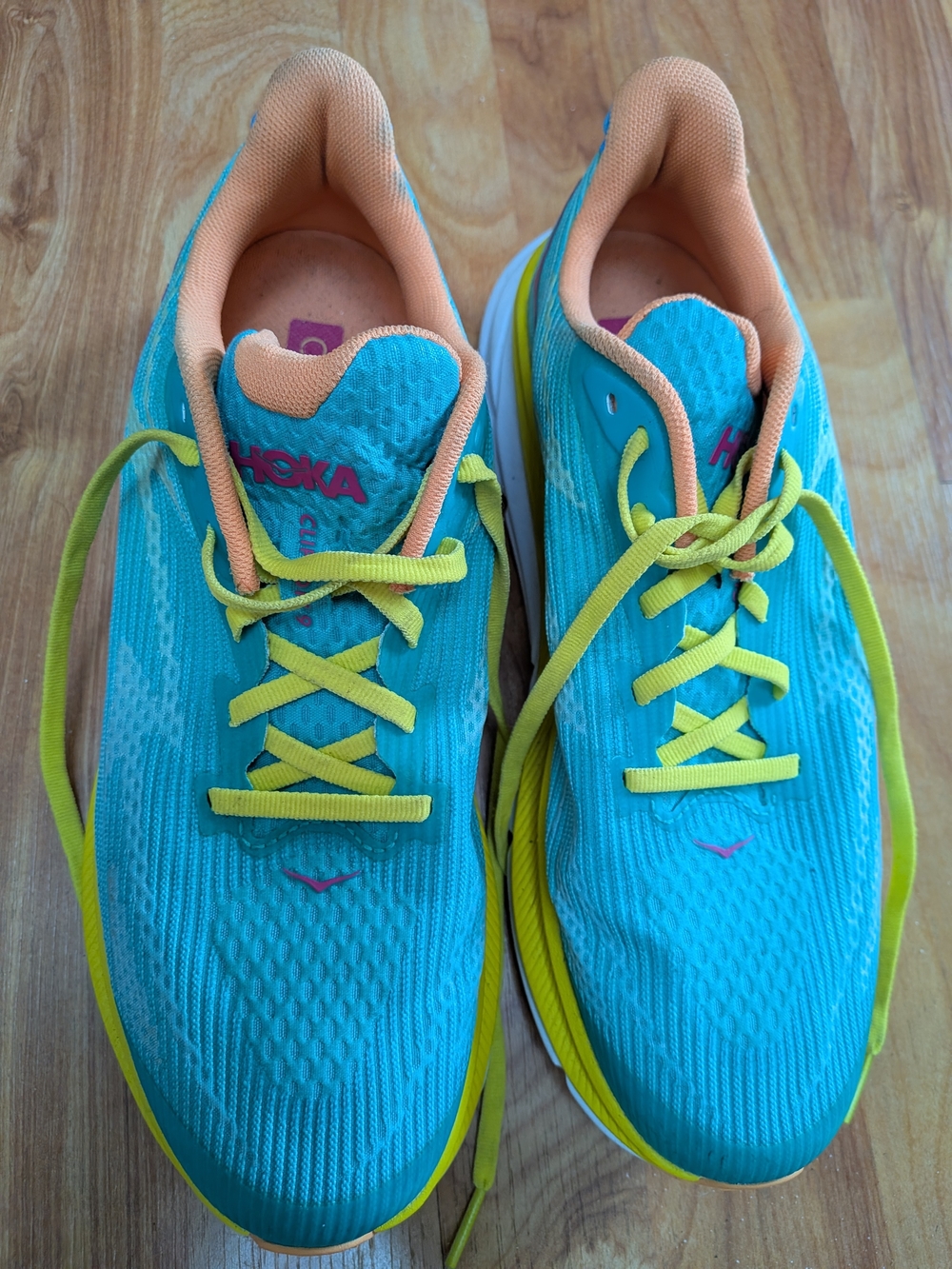 HOKA Men's Running Shoes in Teal with Yellow Accents